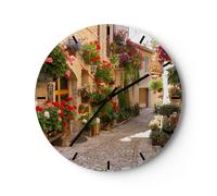 Horloge murale en verre 40x40cm Silencieuse fleur rue maison Wall Clock