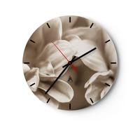 Horloge murale en verre 40x40cm Silencieuse Fleurs Boho Sans Wall Clock