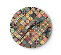 Horloge murale en verre 40x40cm Silencieuse fleurs mosaïque Wall Clock