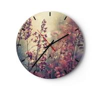 Horloge murale en verre 40x40cm Silencieuse Fleurs Pluie Lumière Wall Clock