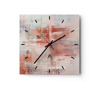 Horloge murale en verre 40x40cm Silencieuse Flou Abstraction Moderne Wall Clock