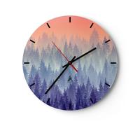 Horloge murale en verre 40x40cm Silencieuse forêt arbre nature Wall Clock