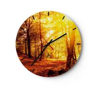 Horloge murale en verre 40x40cm Silencieuse forêt arbre nature Wall Clock