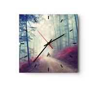 Horloge murale en verre 40x40cm Silencieuse forêt arbre nature Wall Clock