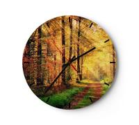 Horloge murale en verre 40x40cm Silencieuse forêt arbre nature Wall Clock