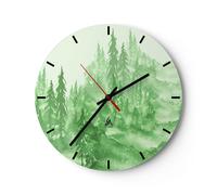 Horloge murale en verre 40x40cm Silencieuse forêt arbre nature Wall Clock