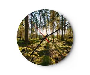 Horloge murale en verre 40x40cm Silencieuse forêt arbre nature Wall Clock