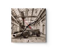 Horloge murale en verre 40x40cm Silencieuse Formule 1 Course Rétro Wall Clock