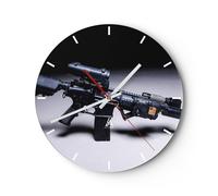 Horloge murale en verre 40x40cm Silencieuse fusil armée Wall Clock Decoration