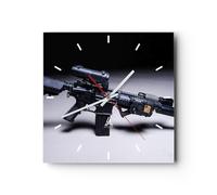 Horloge murale en verre 40x40cm Silencieuse fusil armée Wall Clock Decoration