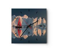 Horloge murale en verre 40x40cm Silencieuse Glacier Océan Groenland Wall Clock