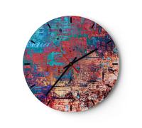 Horloge murale en verre 40x40cm Silencieuse graffiti moderne Wall Clock