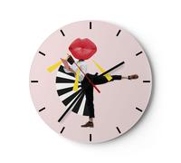 Horloge murale en verre 40x40cm Silencieuse Graphiques Bouche Homme Wall Clock