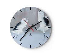 Horloge murale en verre 40x40cm Silencieuse Grues Lutte Danse Wall Clock