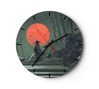 Horloge murale en verre 40x40cm Silencieuse guerrier épée Wall Clock Decoration