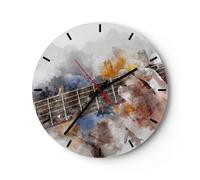 Horloge murale en verre 40x40cm Silencieuse guitare musique Wall Clock