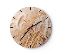 Horloge murale en verre 40x40cm Silencieuse Herbe Boho Lumière Wall Clock