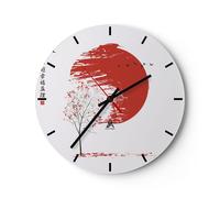 Horloge murale en verre 40x40cm Silencieuse Japon Fleur Cerises Wall Clock