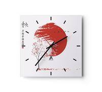 Horloge murale en verre 40x40cm Silencieuse Japon Fleur Cerises Wall Clock