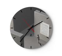 Horloge murale en verre 40x40cm Silencieuse Labyrinthe Gris Perdu Wall Clock