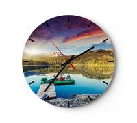 Horloge murale en verre 40x40cm Silencieuse lac montagnes eau Wall Clock