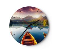 Horloge murale en verre 40x40cm Silencieuse lac nature Wall Clock Decoration