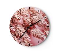 Horloge murale en verre 40x40cm Silencieuse Lame Herbe Séché Wall Clock