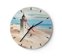 Horloge murale en verre 40x40cm Silencieuse Lanterne Mer Image Wall Clock