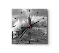 Horloge murale en verre 40x40cm Silencieuse Lanterne Mer Portugal Wall Clock