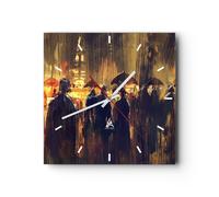 Horloge murale en verre 40x40cm Silencieuse les gens la pluie donc Wall Clock