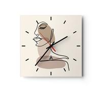 Horloge murale en verre 40x40cm Silencieuse Ligne Art Boho Wall Clock Decoration