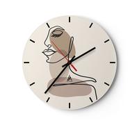 Horloge murale en verre 40x40cm Silencieuse Ligne Art Boho Wall Clock Decoration