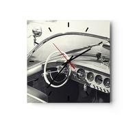 Horloge murale en verre 40x40cm Silencieuse Luxe Bateau Noir Et Blanc Wall Clock
