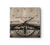 Horloge murale en verre 40x40cm Silencieuse Machine Écriture Texte Wall Clock