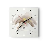 Horloge murale en verre 40x40cm Silencieuse marron abstraction or Wall Clock