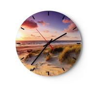 Horloge murale en verre 40x40cm Silencieuse mer plage dune Wall Clock Decoration