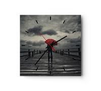 Horloge murale en verre 40x40cm Silencieuse mer pont tempête Wall Clock