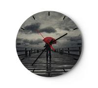 Horloge murale en verre 40x40cm Silencieuse mer pont tempête Wall Clock