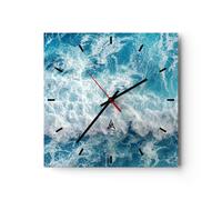 Horloge murale en verre 40x40cm Silencieuse mer vague océan Wall Clock