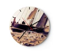 Horloge murale en verre 40x40cm Silencieuse mer yacht vague Wall Clock