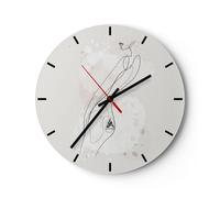 Horloge murale en verre 40x40cm Silencieuse Minimalisme Corps Femmes Wall Clock