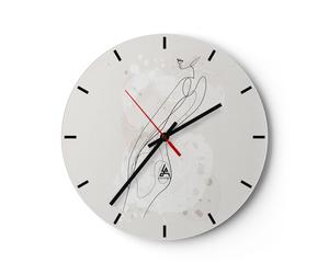 Horloge murale en verre 40x40cm Silencieuse Minimalisme Corps Femmes Wall Clock