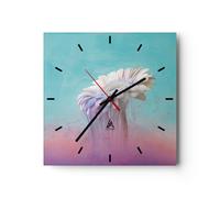 Horloge murale en verre 40x40cm Silencieuse Moderne Graphiques Fleur Wall Clock
