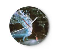 Horloge murale en verre 40x40cm Silencieuse Monstre enfant fée Wall Clock