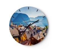 Horloge murale en verre 40x40cm Silencieuse montagnes lac eau Wall Clock