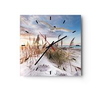Horloge murale en verre 40x40cm Silencieuse Mouette Mer Côte Wall Clock