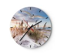 Horloge murale en verre 40x40cm Silencieuse Mouette Mer Côte Wall Clock