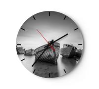 Horloge murale en verre 40x40cm Silencieuse Łódź Épave Navire Wall Clock