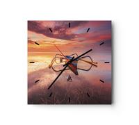 Horloge murale en verre 40x40cm Silencieuse Łódź Ouest Le Soleil Wall Clock