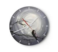 Horloge murale en verre 40x40cm Silencieuse oiseau arbre moderne Wall Clock